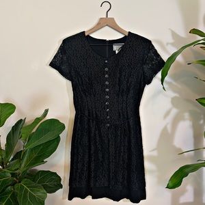 90s Black lace overlay dress